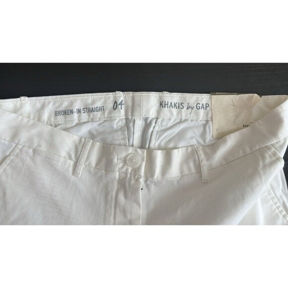 NWT Gap Broken in Straight Kacki White Pants w/ Tuxedo Stripe Pockets Size 4 - Picture 9 of 10